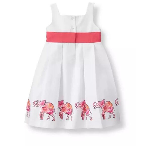 NWOT Janie & Jack Elephant Pique Empire Waist Baby Girl  Dress 12-18 Months - Picture 2 of 12